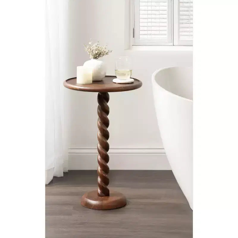 Table d'appoint ronde noire / naturelle / noyer pour 1 personne