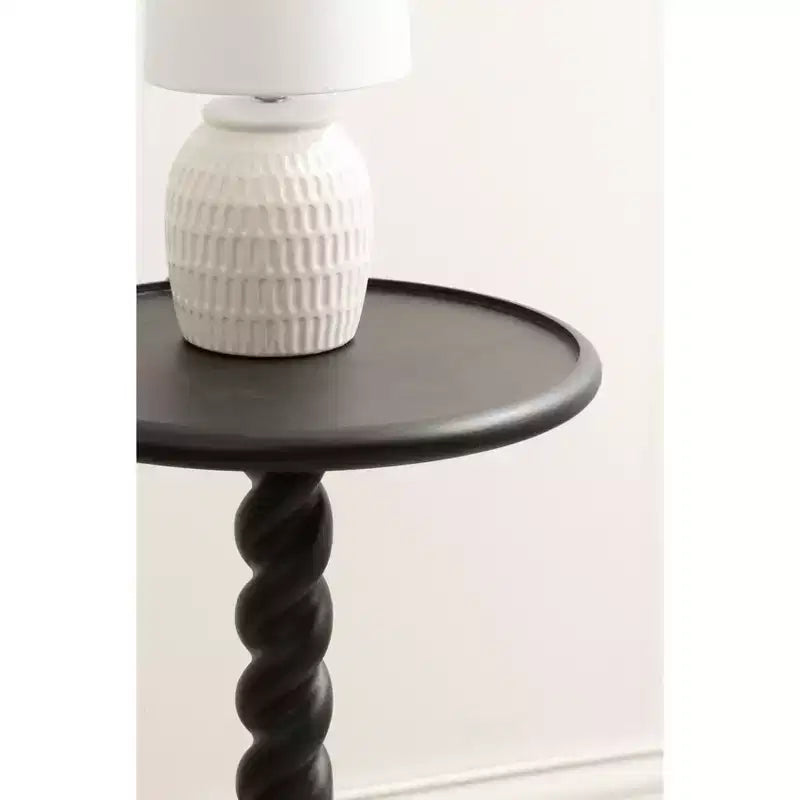 Table d'appoint ronde noire / naturelle / noyer pour 1 personne