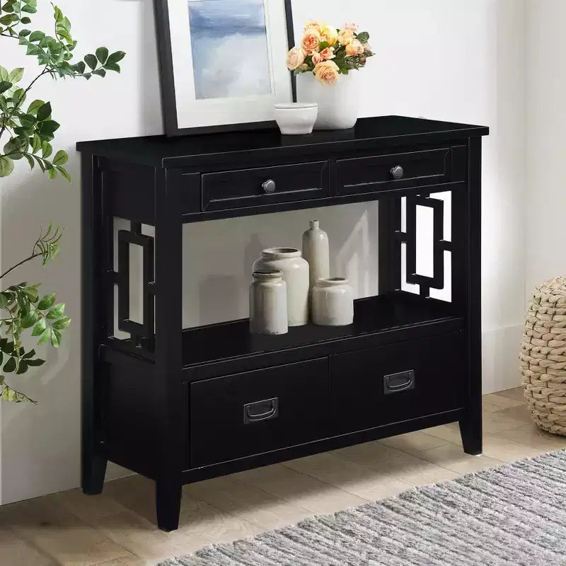 Console vintage avec 4 tiroirs et étagère ouverte – Plusieurs couleurs
