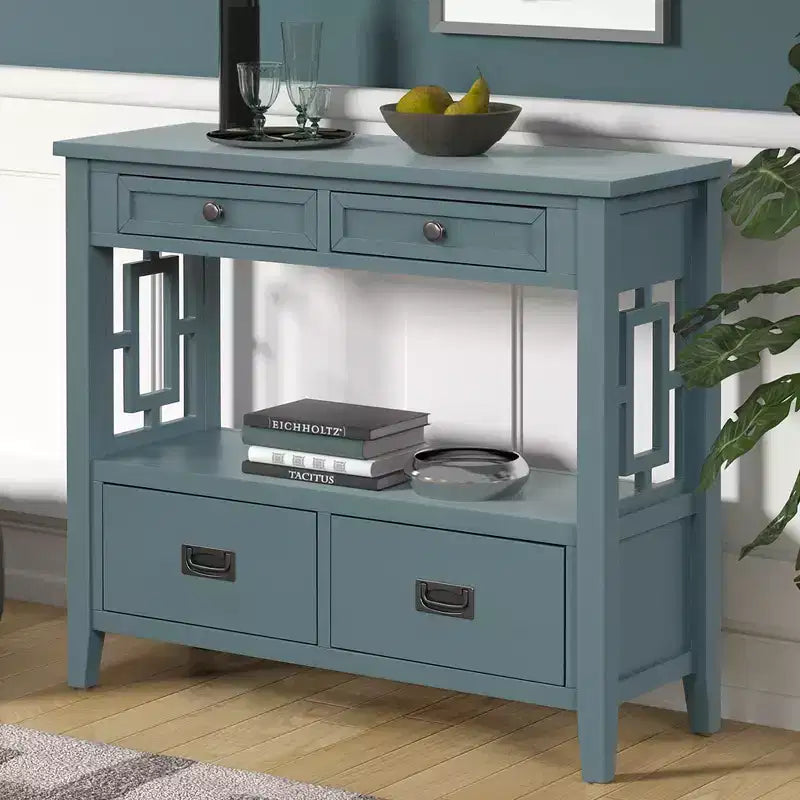 Console vintage avec 4 tiroirs et étagère ouverte – Plusieurs couleurs