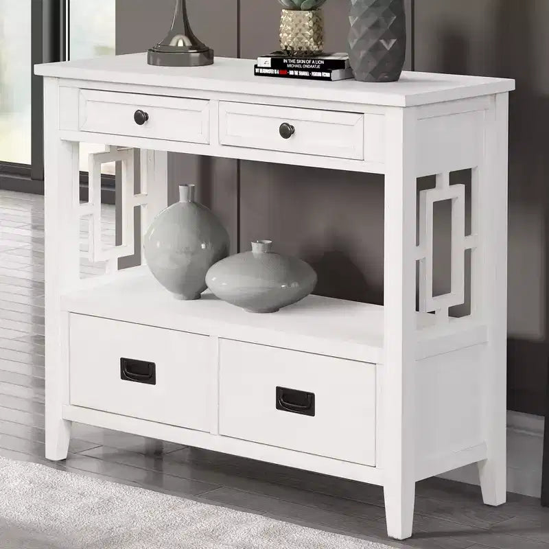 Console vintage avec 4 tiroirs et étagère ouverte – Plusieurs couleurs
