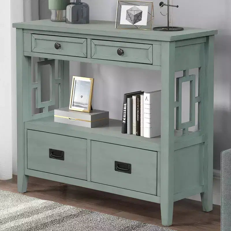 Console vintage avec 4 tiroirs et étagère ouverte – Plusieurs couleurs