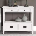 GDFStudio Overton Vintage Solid Wood Console Table with 4 Drawers and Open Shelf