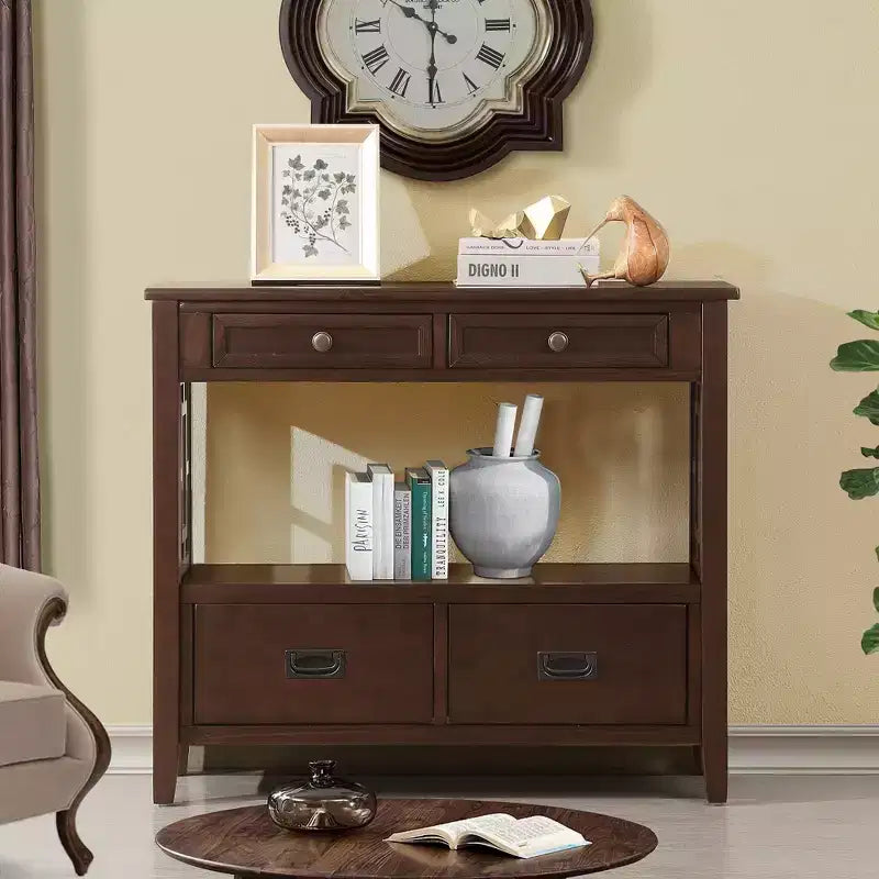 Console vintage avec 4 tiroirs et étagère ouverte – Plusieurs couleurs