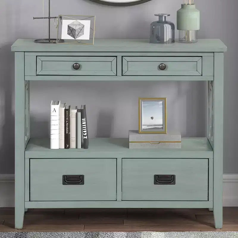 Console vintage avec 4 tiroirs et étagère ouverte – Plusieurs couleurs