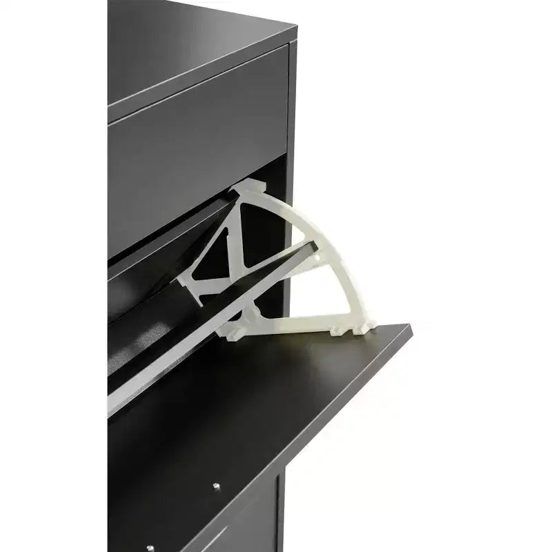 Meuble à chaussures avec 3 tiroirs et étagère ouverte – Gris antique / Noir / Blanc