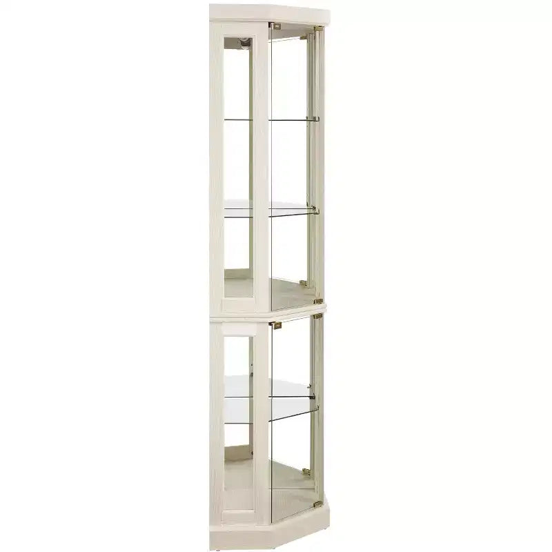 Vitrine d'angle noire / cerise / blanche avec 2 portes en verre, 6 étagères – Pour montage par 1 personne