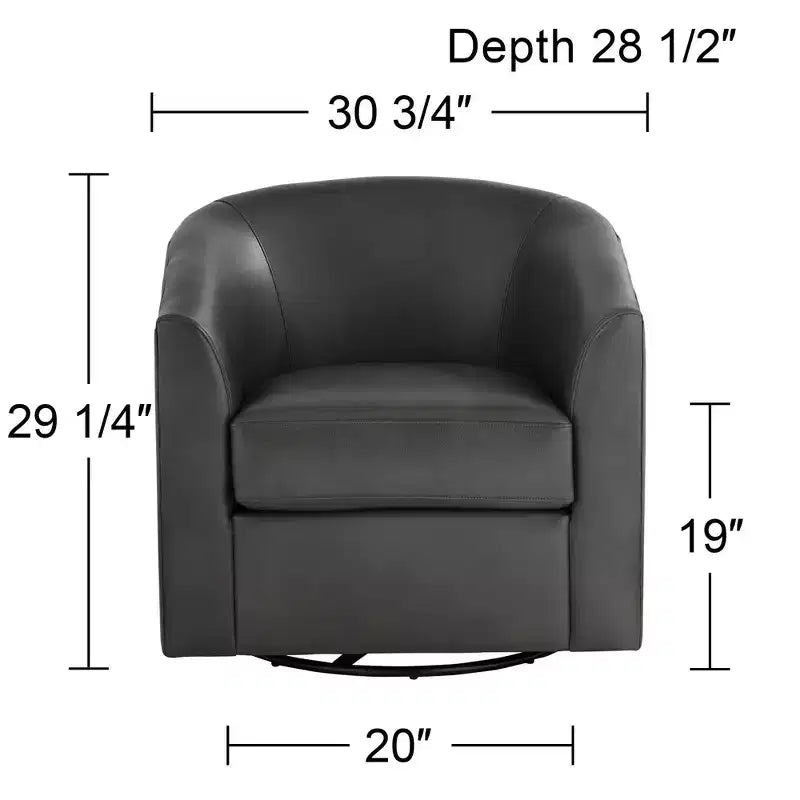 Fauteuil pivotant cylindrique en similicuir gris foncé, 1 place
