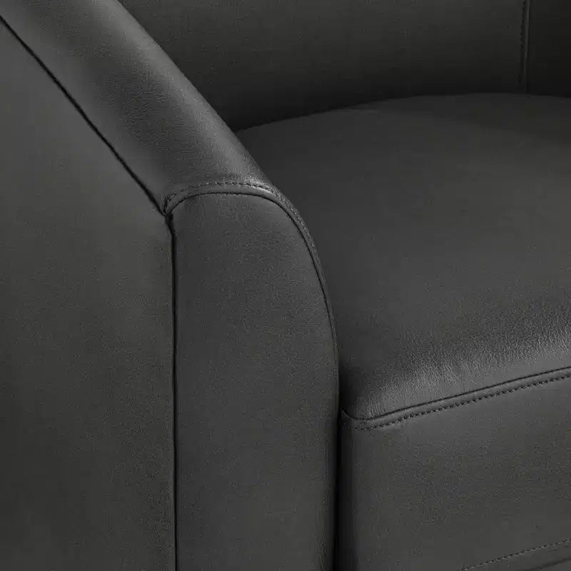 Fauteuil pivotant cylindrique en similicuir gris foncé, 1 place