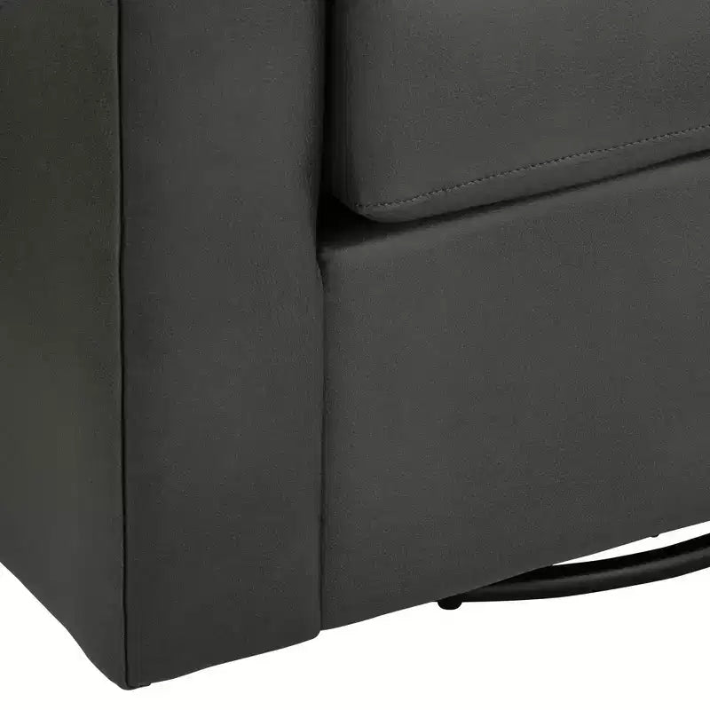 Fauteuil pivotant cylindrique en similicuir gris foncé, 1 place
