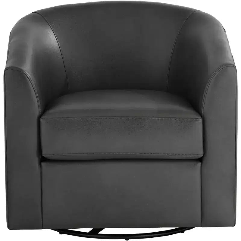 Fauteuil pivotant cylindrique en similicuir gris foncé, 1 place