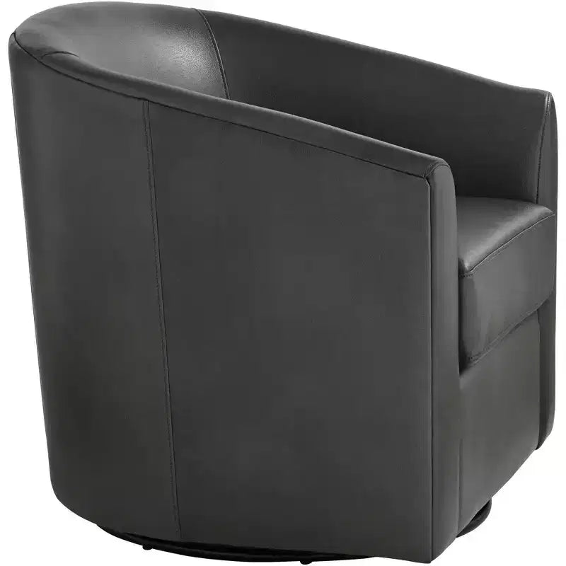 Fauteuil pivotant cylindrique en similicuir gris foncé, 1 place
