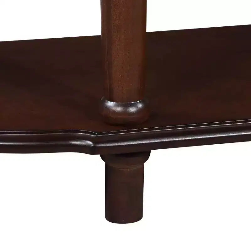 Console demi-lune marron avec 2 tiroirs et étagère ouverte, en pin, 1 pièce