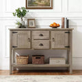 Hostack 48'' Solid Wood Console Table with 2 Drawers and Cabinets for Living and Dining Room, Rustic