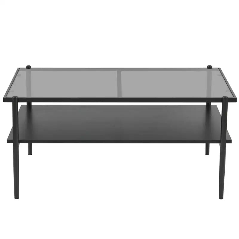 Table basse rectangulaire noire/dorée/blanche, plateau en verre trempé, pieds en métal, 1 pièce