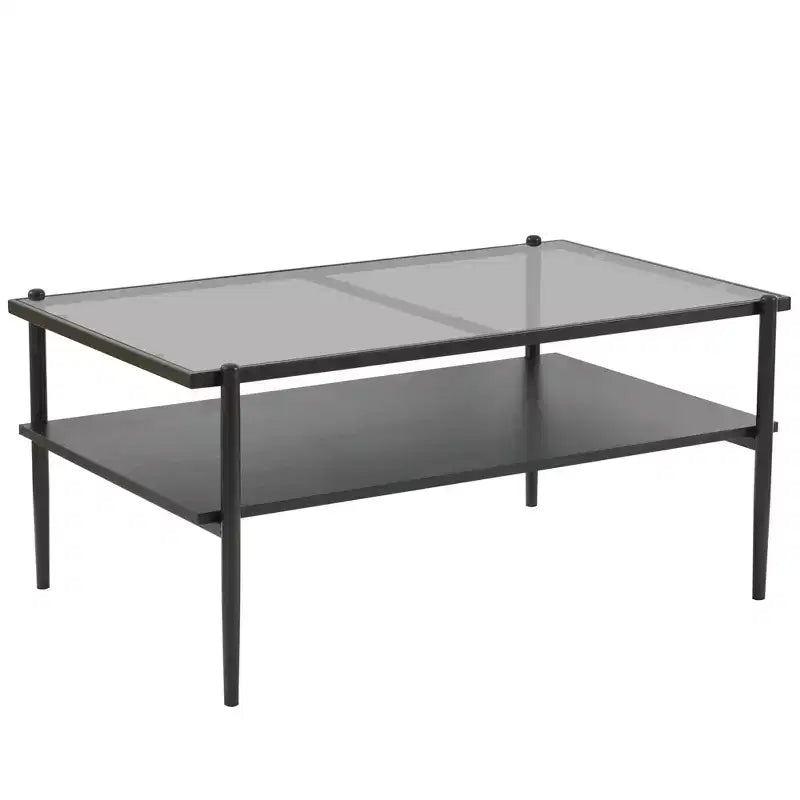 Table basse rectangulaire noire/dorée/blanche, plateau en verre trempé, pieds en métal, 1 pièce