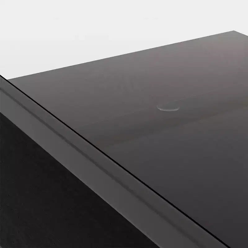 Table basse rectangulaire noire/dorée/blanche, plateau en verre trempé, pieds en métal, 1 pièce