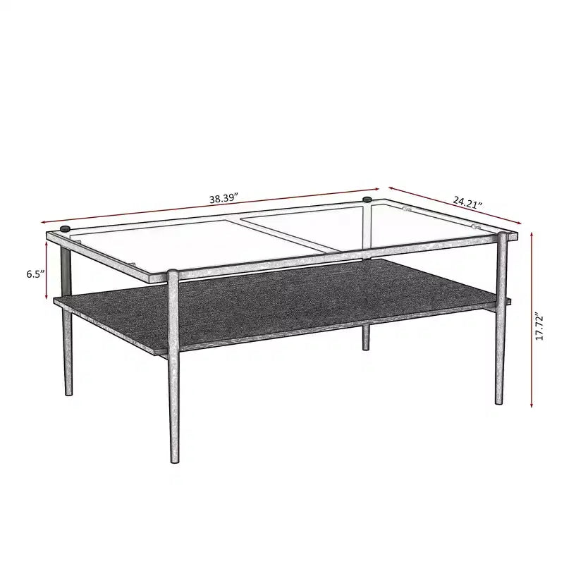 Table basse rectangulaire noire/dorée/blanche, plateau en verre trempé, pieds en métal, 1 pièce