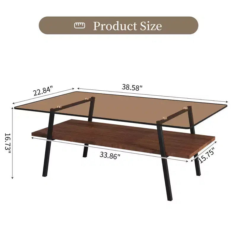 Table basse rectangulaire, dessus en verre trempé, pieds en métal, plusieurs coloris, 1 pièce