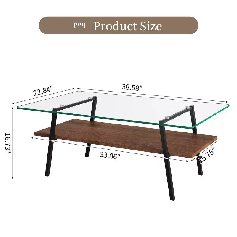 Table basse rectangulaire, dessus en verre trempé, pieds en métal, plusieurs coloris, 1 pièce