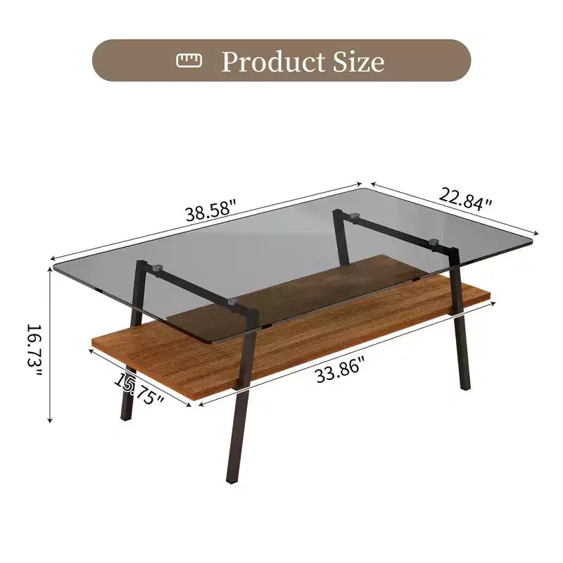 Table basse rectangulaire, dessus en verre trempé, pieds en métal, plusieurs coloris, 1 pièce