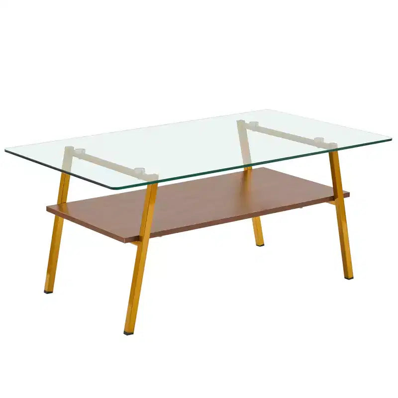 Table basse rectangulaire, dessus en verre trempé, pieds en métal, plusieurs coloris, 1 pièce