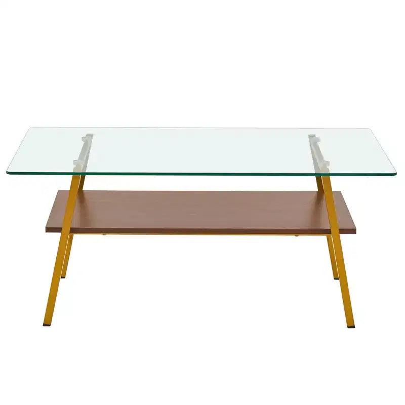 Table basse rectangulaire, dessus en verre trempé, pieds en métal, plusieurs coloris, 1 pièce