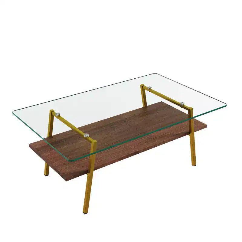 Table basse rectangulaire, dessus en verre trempé, pieds en métal, plusieurs coloris, 1 pièce