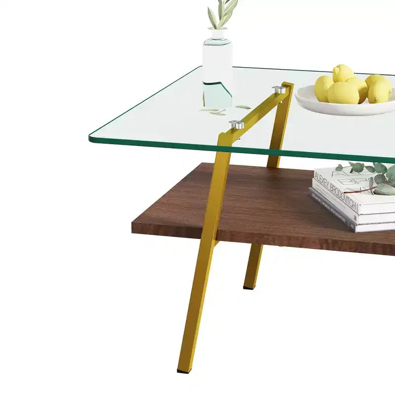 Table basse rectangulaire, dessus en verre trempé, pieds en métal, plusieurs coloris, 1 pièce