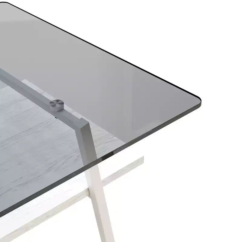 Table basse rectangulaire, dessus en verre trempé, pieds en métal, plusieurs coloris, 1 pièce