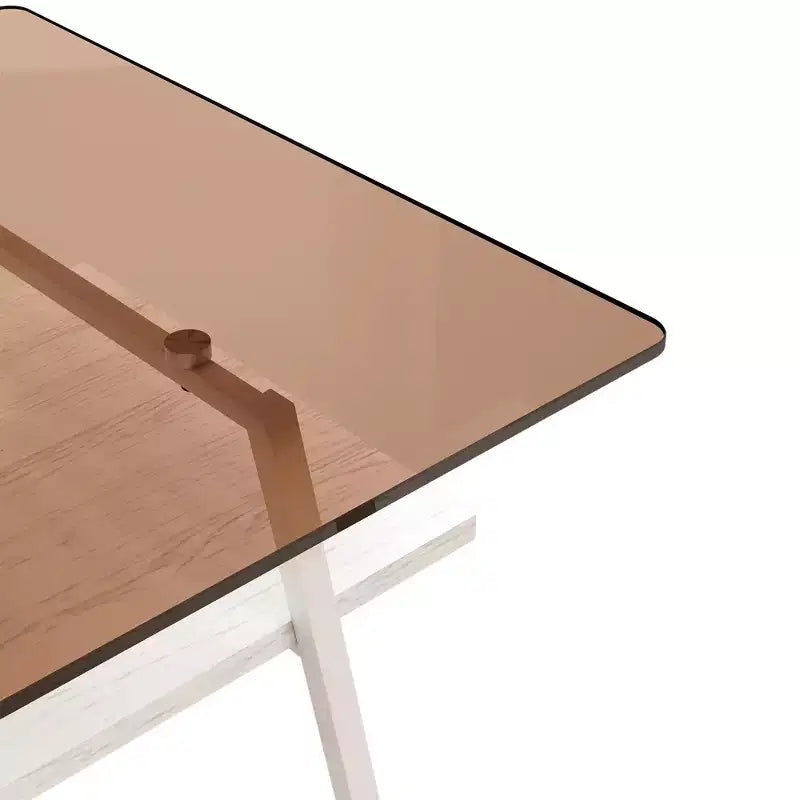 Table basse rectangulaire, dessus en verre trempé, pieds en métal, plusieurs coloris, 1 pièce