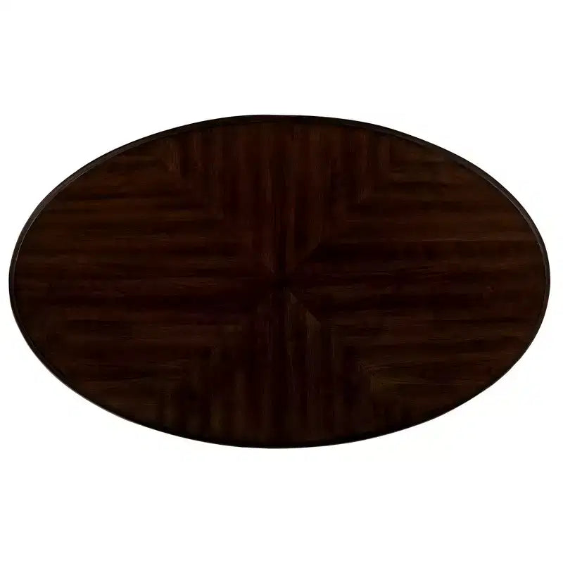 Table basse ovale beige et expresso avec étagère ouverte à 2 niveaux, 107 cm