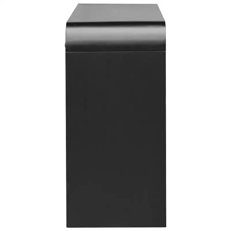 Console demi-lune noire avec tiroir cannelé et pieds épais