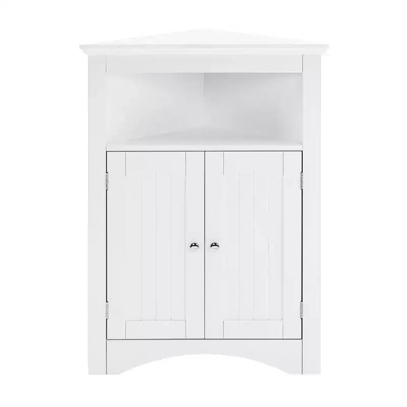 Meuble d'angle 2 portes et 3 étagères – Café/Blanc, Style fermé/ouvert