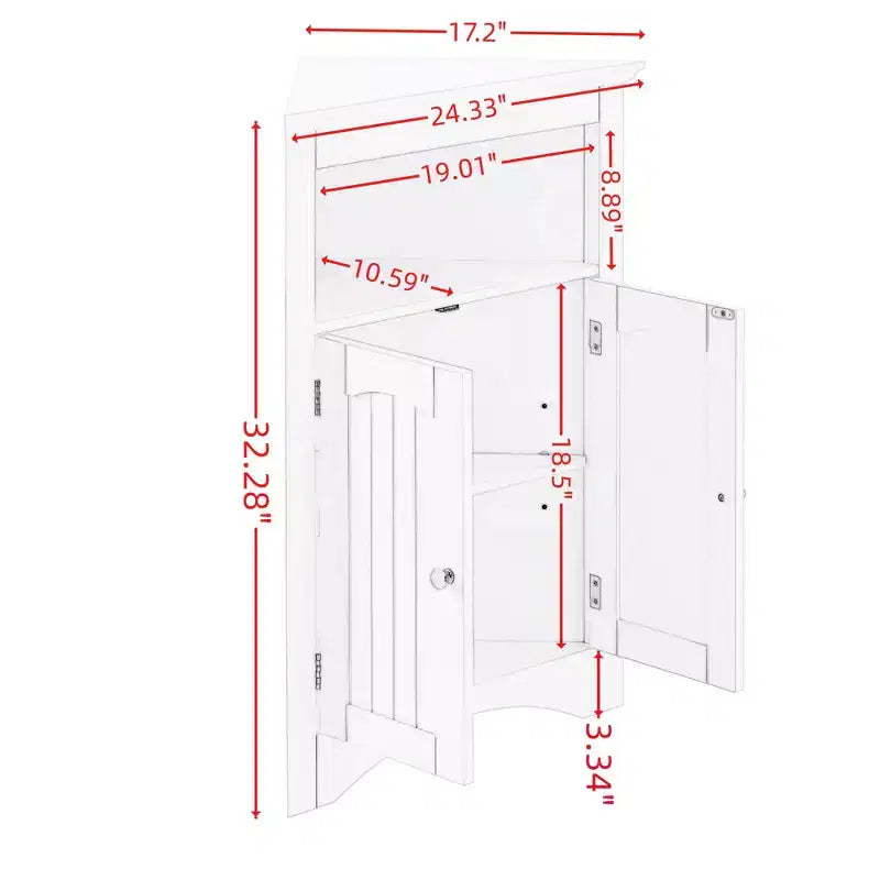 Meuble d'angle 2 portes et 3 étagères – Café/Blanc, Style fermé/ouvert