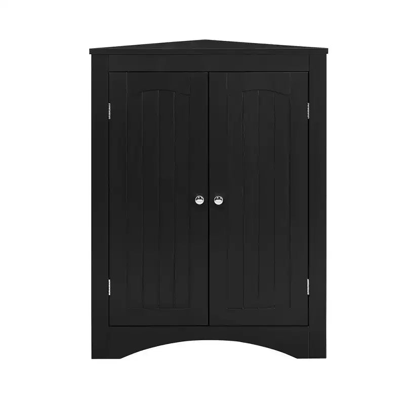 Meuble d'angle 2 portes et 3 étagères – Café/Blanc, Style fermé/ouvert
