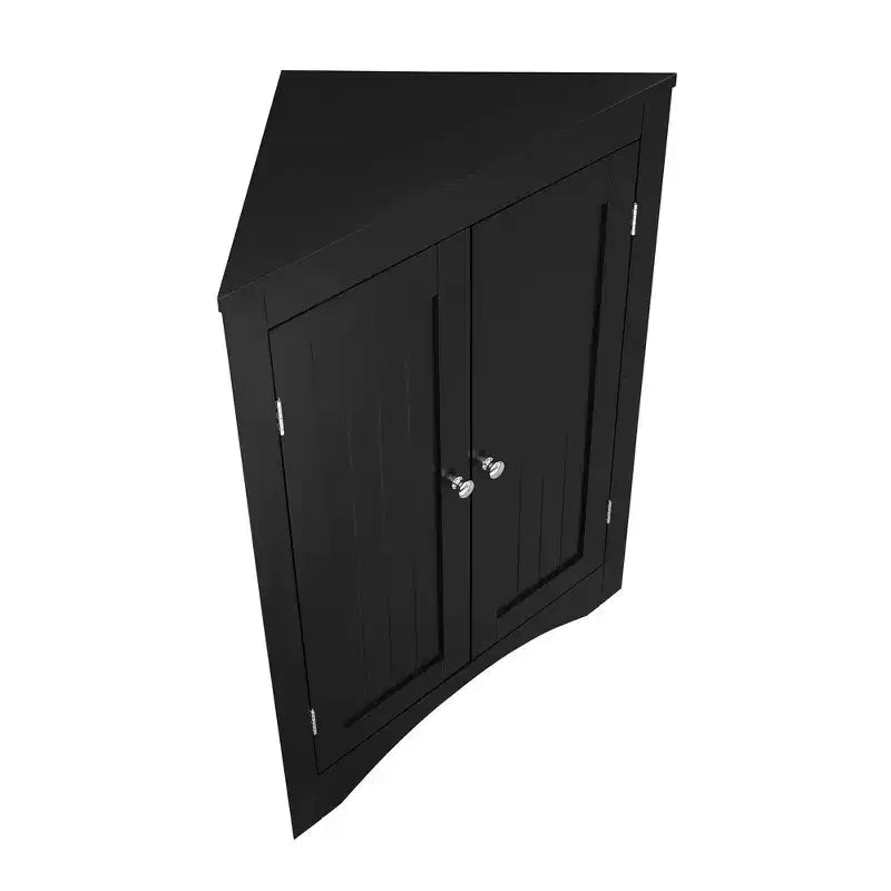 Meuble d'angle 2 portes et 3 étagères – Café/Blanc, Style fermé/ouvert