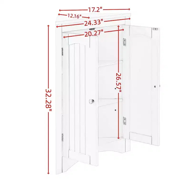 Meuble d'angle 2 portes et 3 étagères – Café/Blanc, Style fermé/ouvert