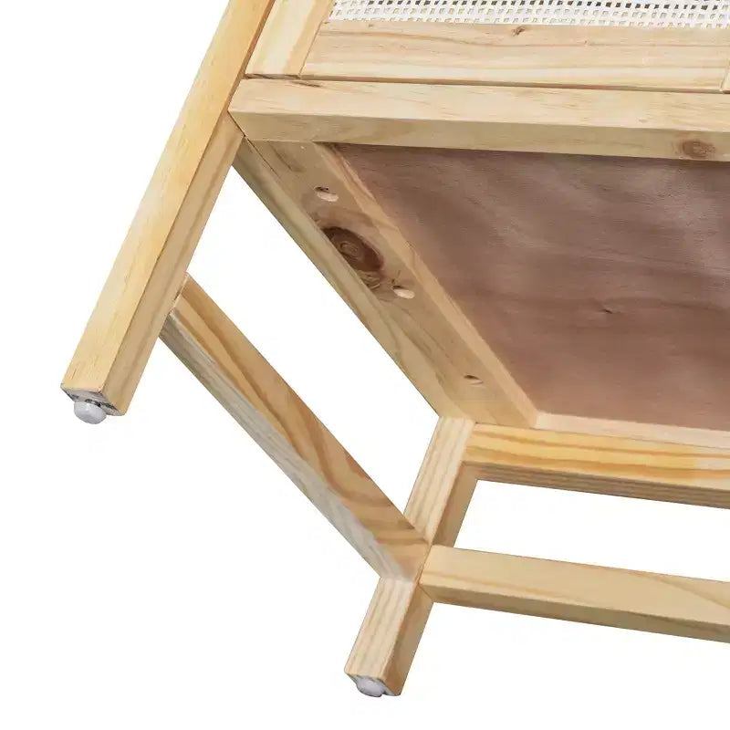 Buffet vaisselier en rotin naturel, 4 portes, 2 étagères de rangement