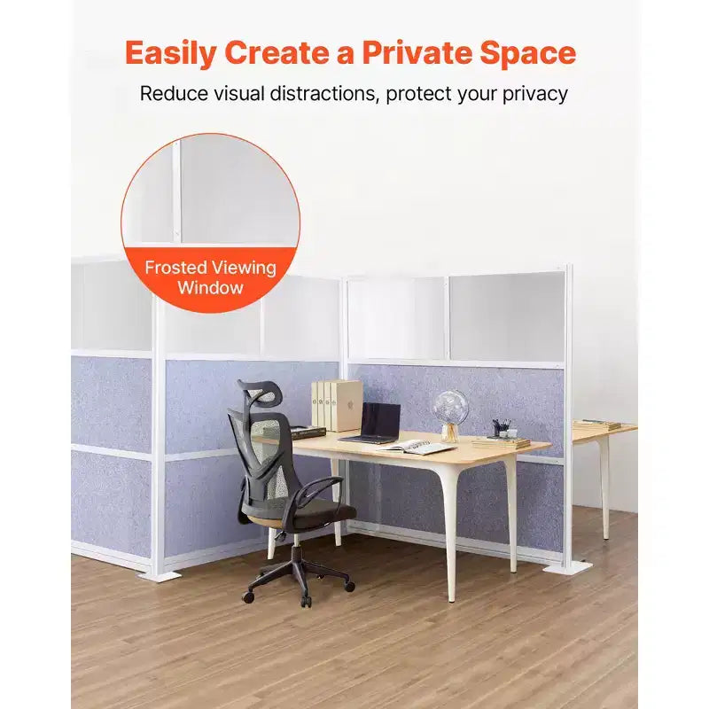 Séparateur de bureau vitré givré gris, panneau unique, poste de travail pour 1 personne