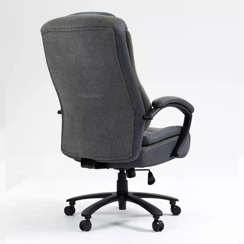Chaise de bureau noire/grise à dossier haut avec revêtement en coton, hauteur réglable, roulettes – 1 personne