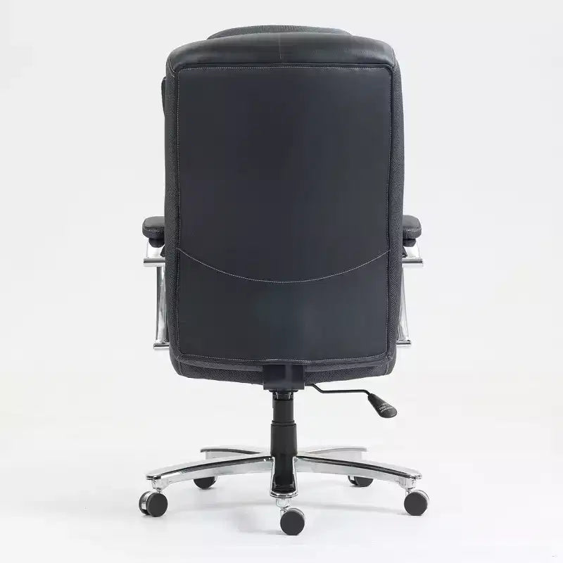 Chaise de bureau noire/grise à dossier haut avec revêtement en coton, hauteur réglable, roulettes – 1 personne