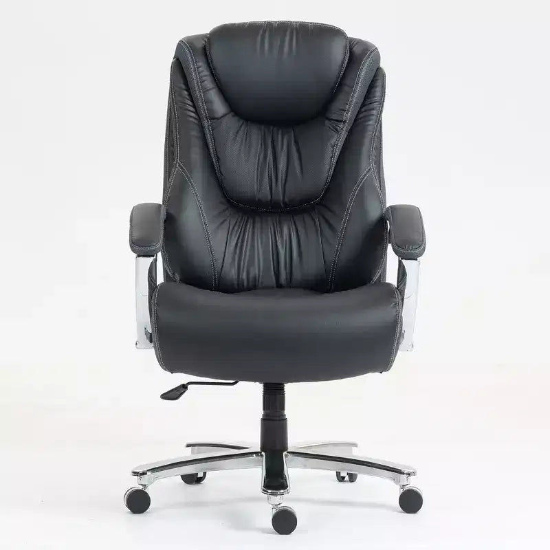 Chaise de bureau noire/grise à dossier haut avec revêtement en coton, hauteur réglable, roulettes – 1 personne