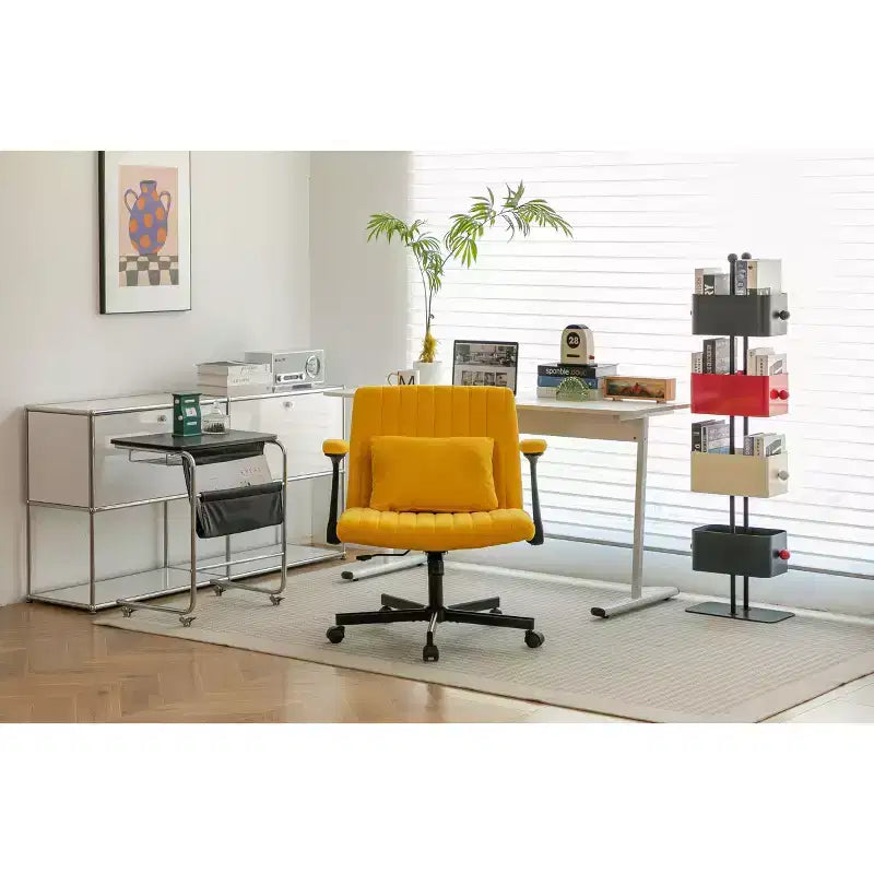 Chaise de bureau en velours, accoudoirs et hauteur réglables, siège unique, bleu/orange/rose/jaune