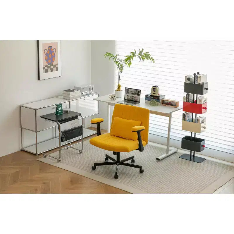 Chaise de bureau en velours, accoudoirs et hauteur réglables, siège unique, bleu/orange/rose/jaune