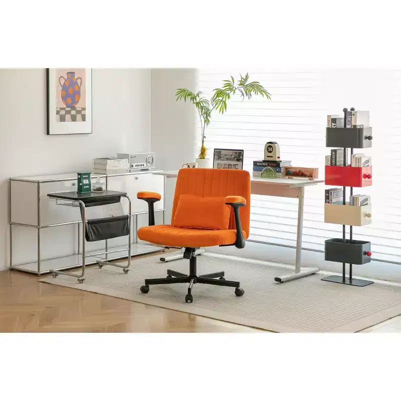 Chaise de bureau en velours, accoudoirs et hauteur réglables, siège unique, bleu/orange/rose/jaune