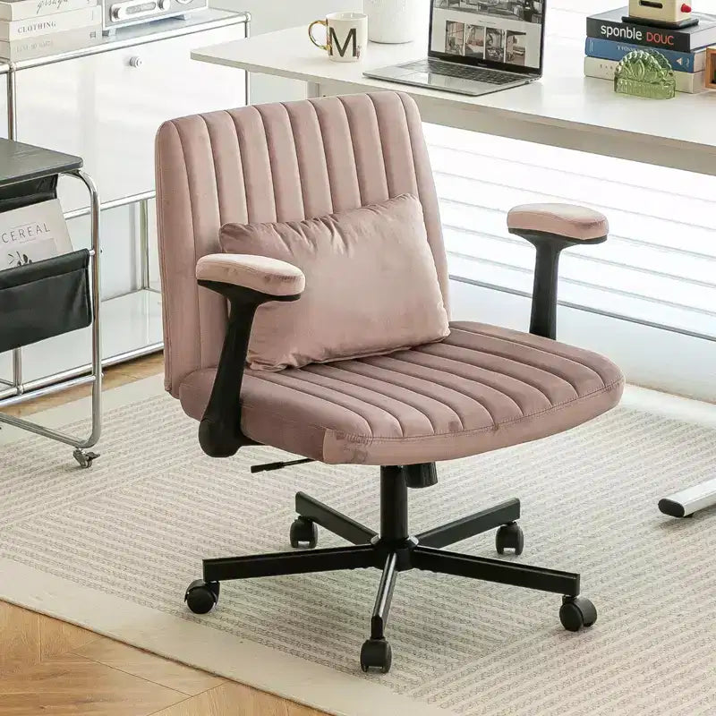 Chaise de bureau en velours, accoudoirs et hauteur réglables, siège unique, bleu/orange/rose/jaune