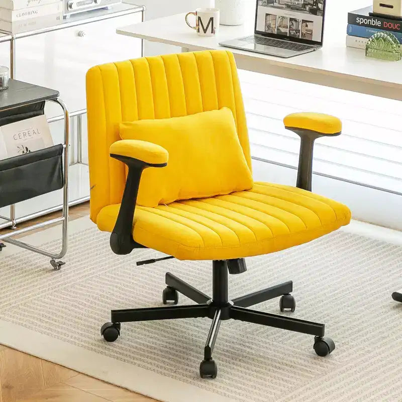 Chaise de bureau en velours, accoudoirs et hauteur réglables, siège unique, bleu/orange/rose/jaune