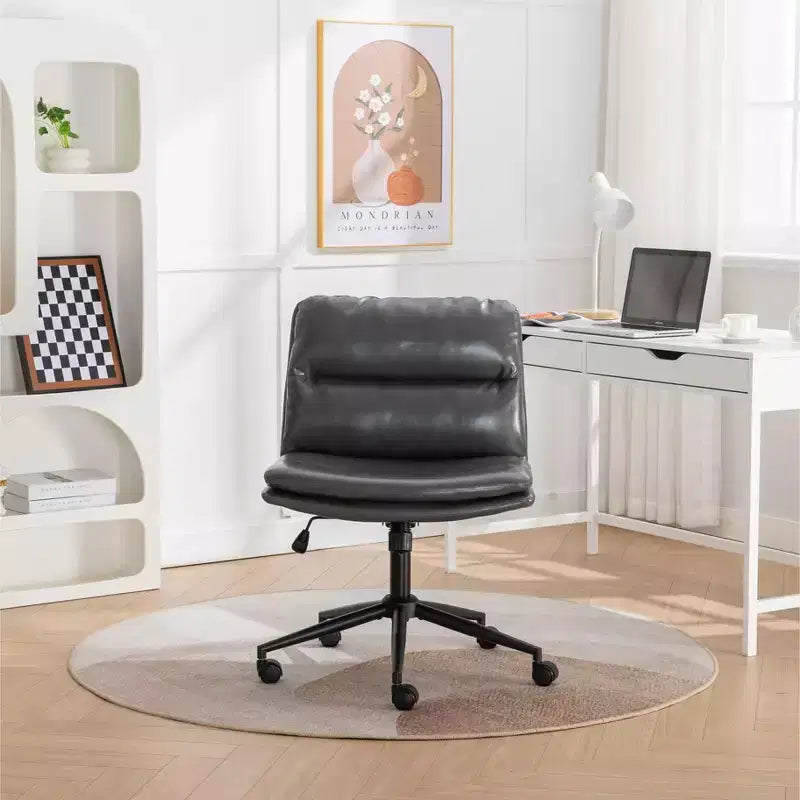 Chaise de bureau pivotante sans accoudoirs, noir/gris/blanc, réglable en hauteur, 1 personne