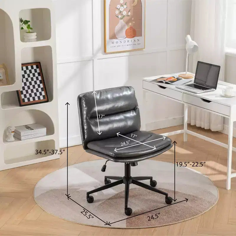 Chaise de bureau pivotante sans accoudoirs, noir/gris/blanc, réglable en hauteur, 1 personne